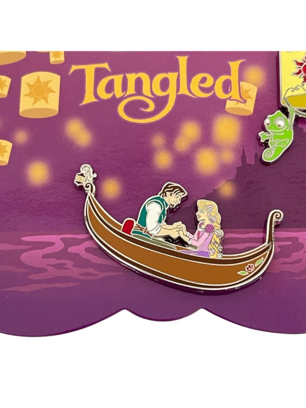 Disney Store Tangled Rapunzel Flynn Rider Pascal 2 Pin Set - Picture 5 of 9